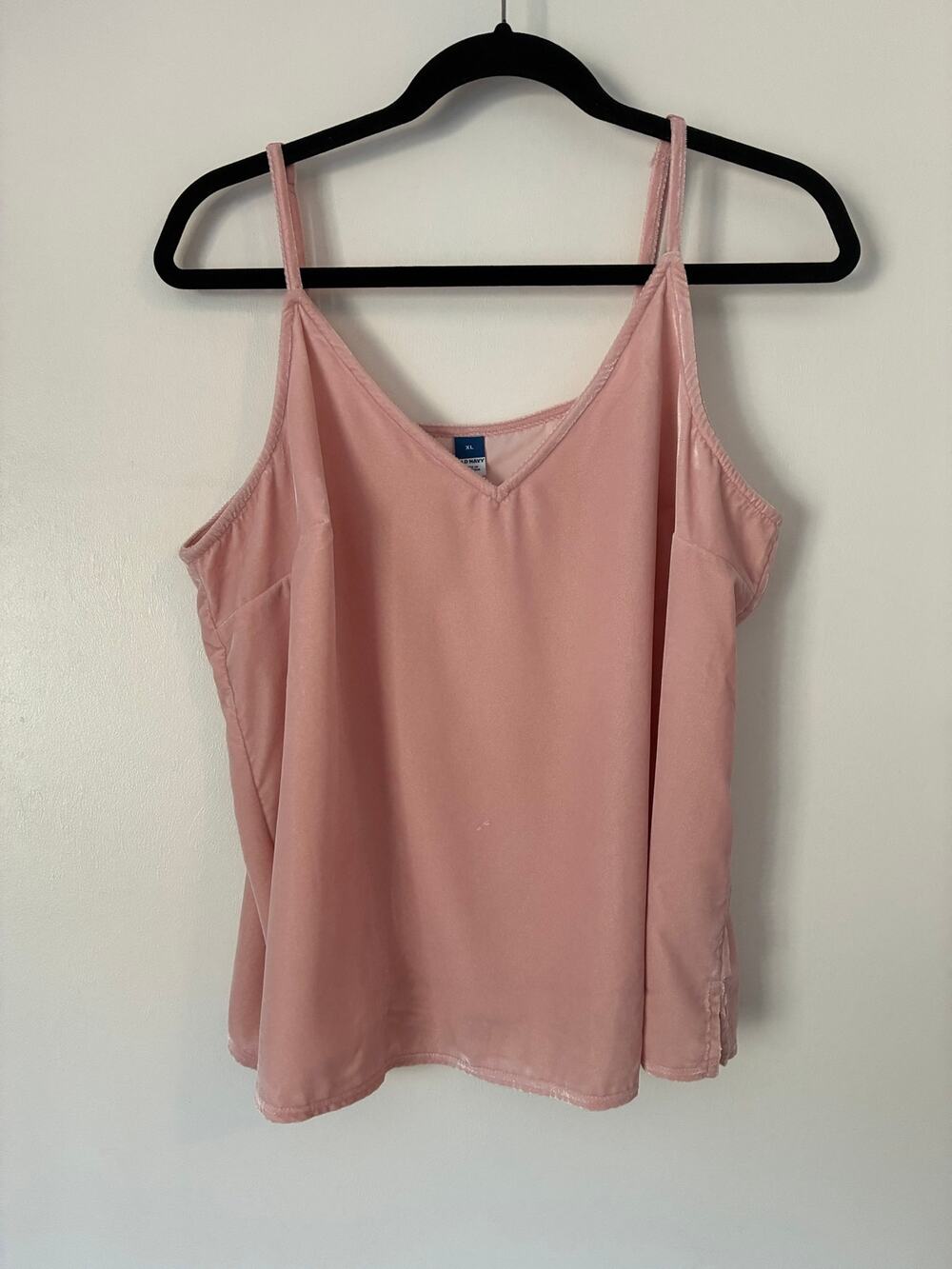 Old Navy Pink Velvet V-Neck Tank w/Adjustable Straps Coquette Size XL